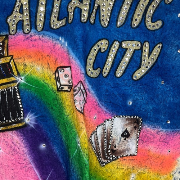 Jean Vest Atlantic City Airbrush Colorful Gambling Size XL - Picture 9 of 16